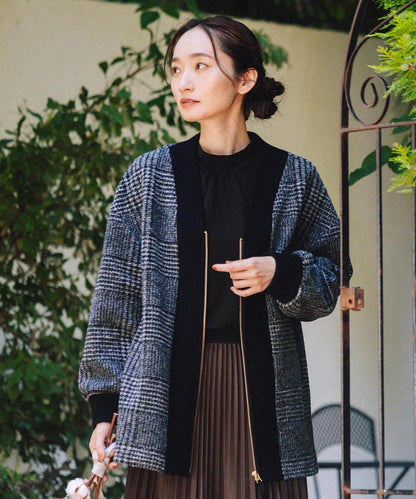 21号(6L～) イタリアンエアリーリブデザインジップブルゾン