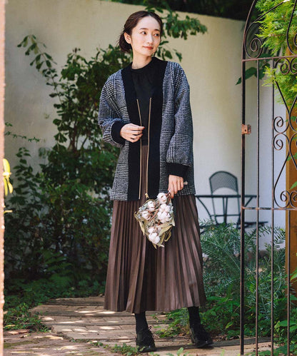 イタリアンエアリーリブデザインジップブルゾン