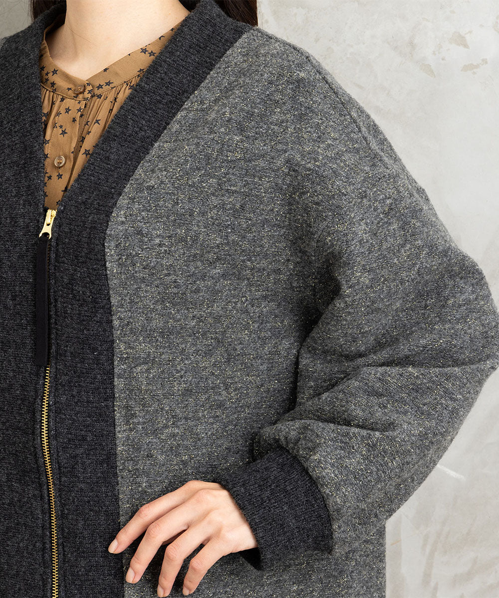 イタリアンエアリーリブデザインジップブルゾン