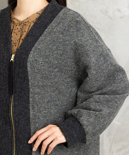 イタリアンエアリーリブデザインジップブルゾン