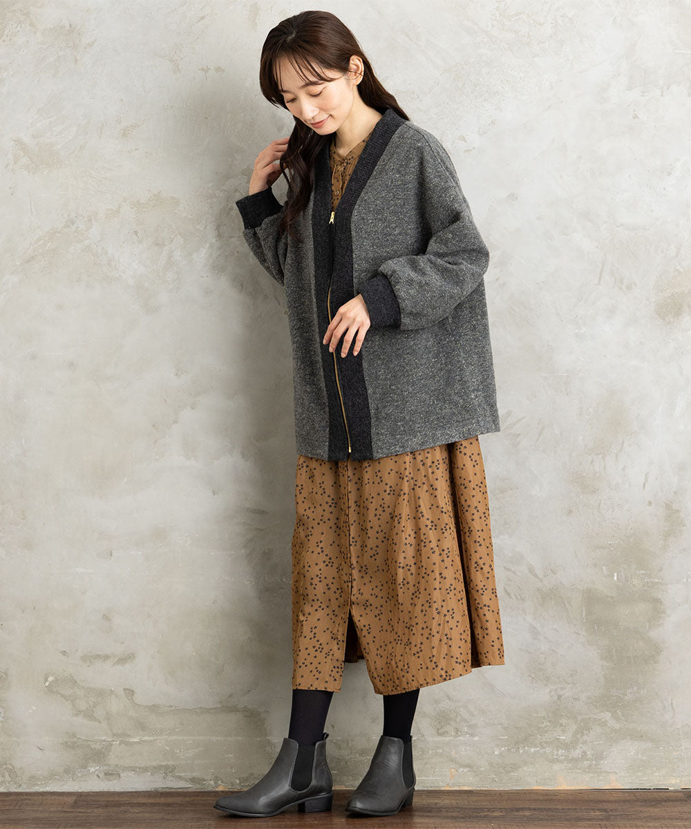 イタリアンエアリーリブデザインジップブルゾン