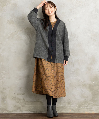 イタリアンエアリーリブデザインジップブルゾン