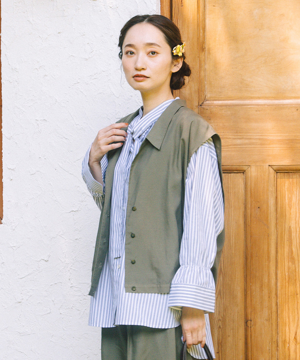 大きいサイズ レディース ジレ テーラード フレンチスリーブ｜sabstreet my standard(サブストリートマイスタンダード)