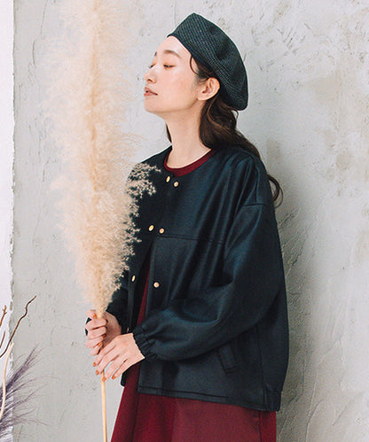 大きいサイズ レディース レザーライク ブルゾン アウター｜sabstreet my standard(サブストリートマイスタンダード)