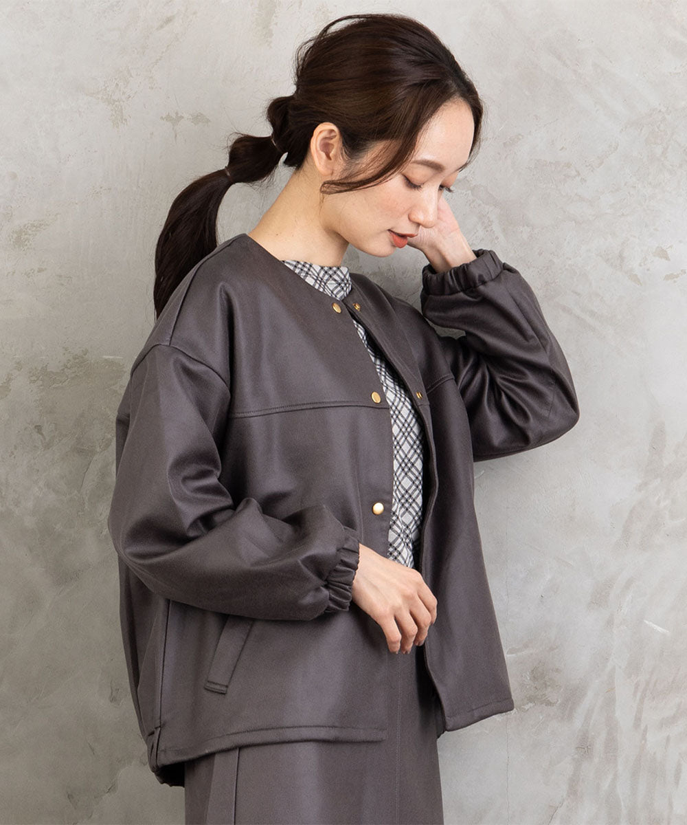 21号(6L～) FONTLAB マシュマロレザーライクブルゾン