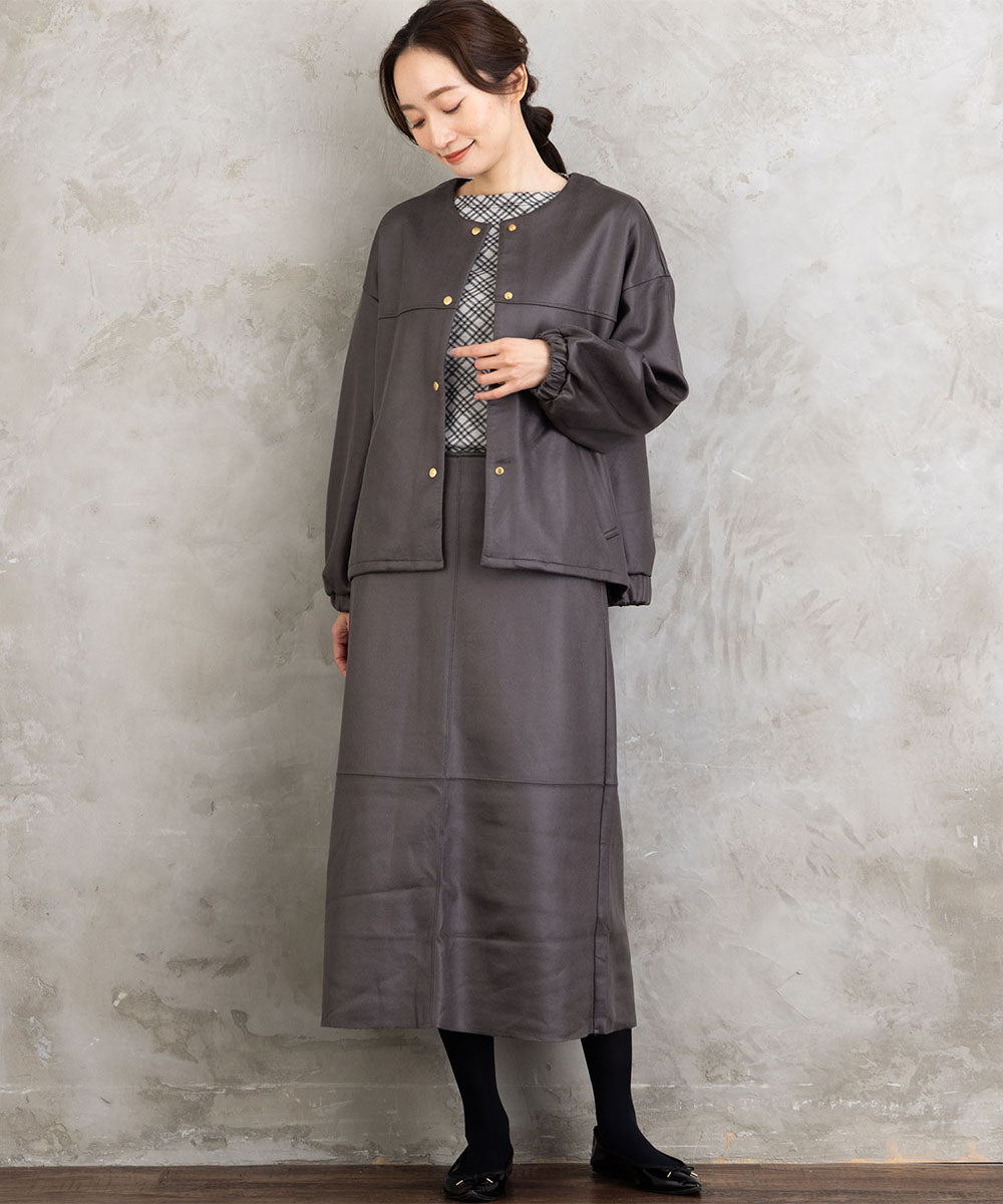 21号(6L～) FONTLAB マシュマロレザーライクブルゾン