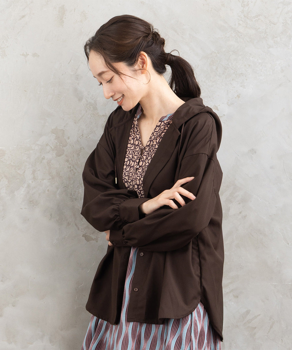 大きいサイズ レディース ブラウスブルゾン フーディ ウールライク｜sabstreet my standard(サブストリートマイスタンダード)