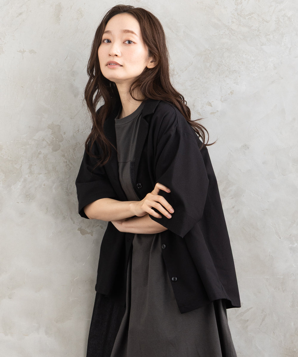 FONTLAB リネンブレンドハーフスリーブジャケット