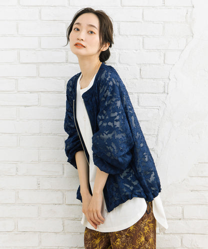 21号(6L～) FONTLAB フラワージャガードシアーブルゾン