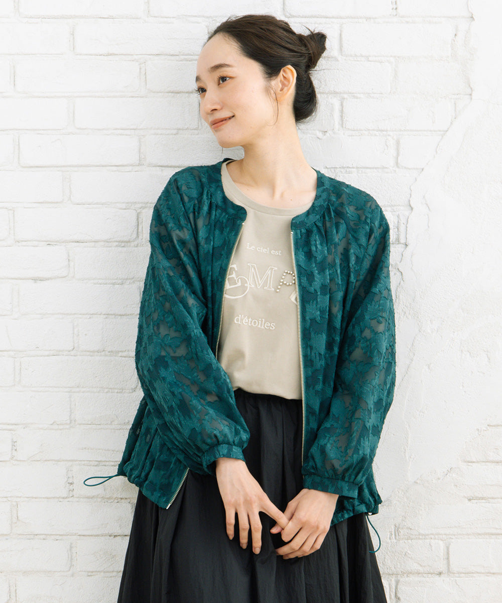 21号(6L～) FONTLAB フラワージャガードシアーブルゾン