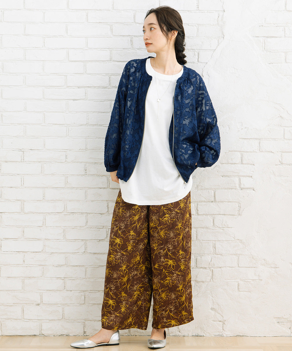 21号(6L～) FONTLAB フラワージャガードシアーブルゾン