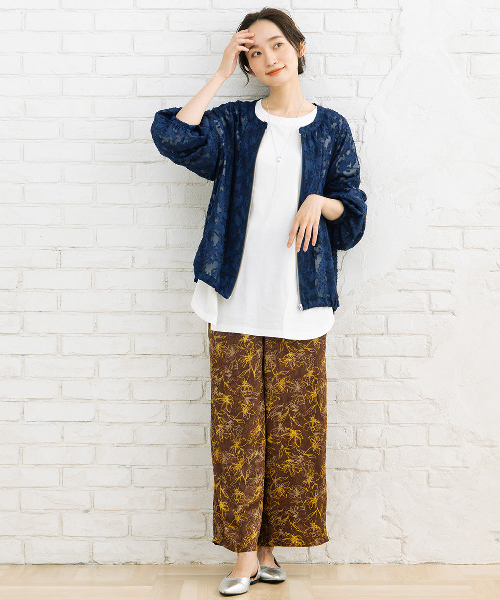 21号(6L～) FONTLAB フラワージャガードシアーブルゾン