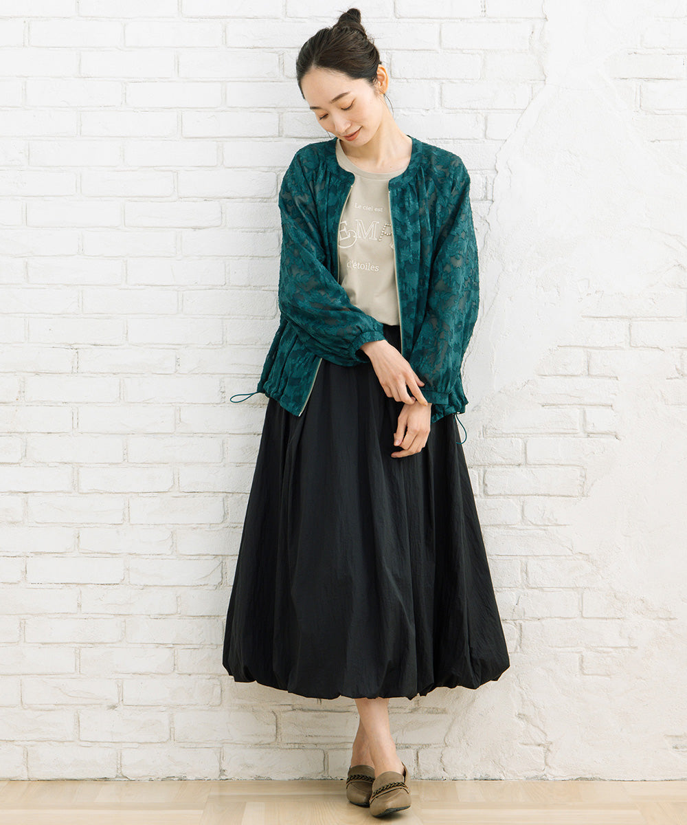 21号(6L～) FONTLAB フラワージャガードシアーブルゾン