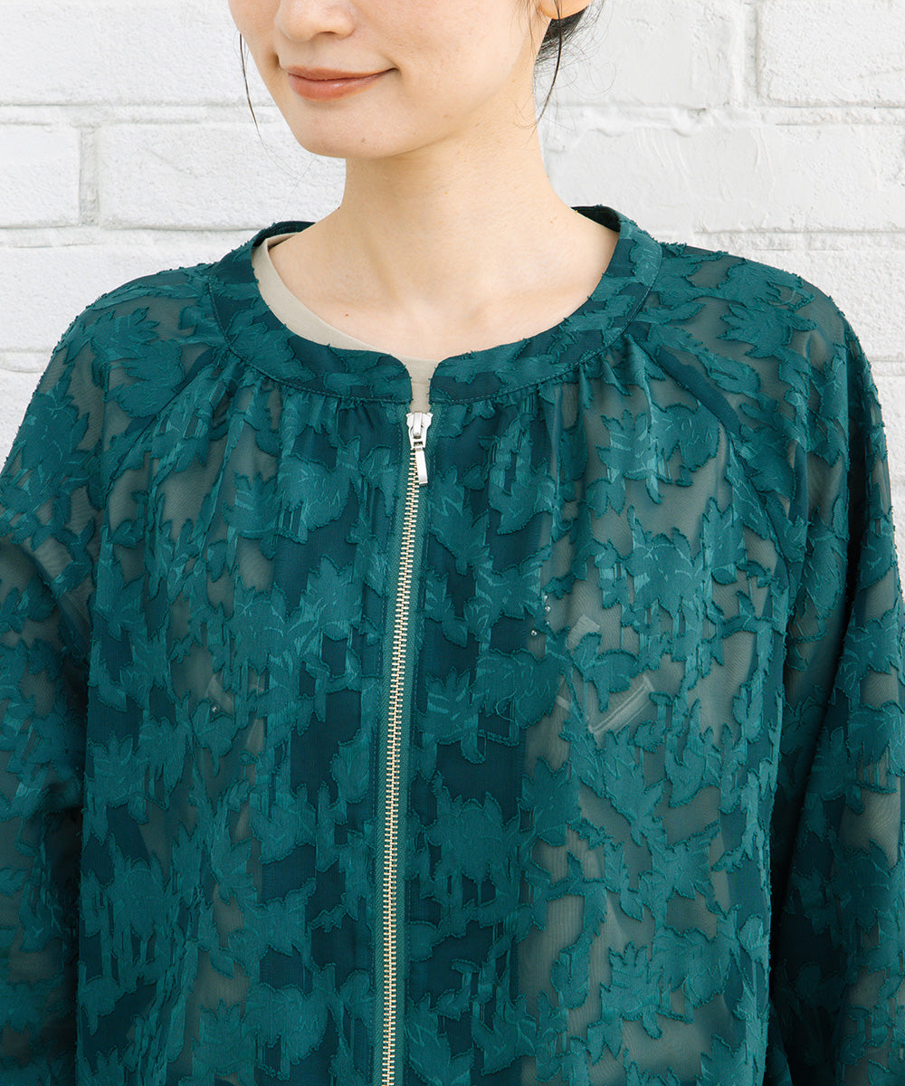 21号(6L～) FONTLAB フラワージャガードシアーブルゾン