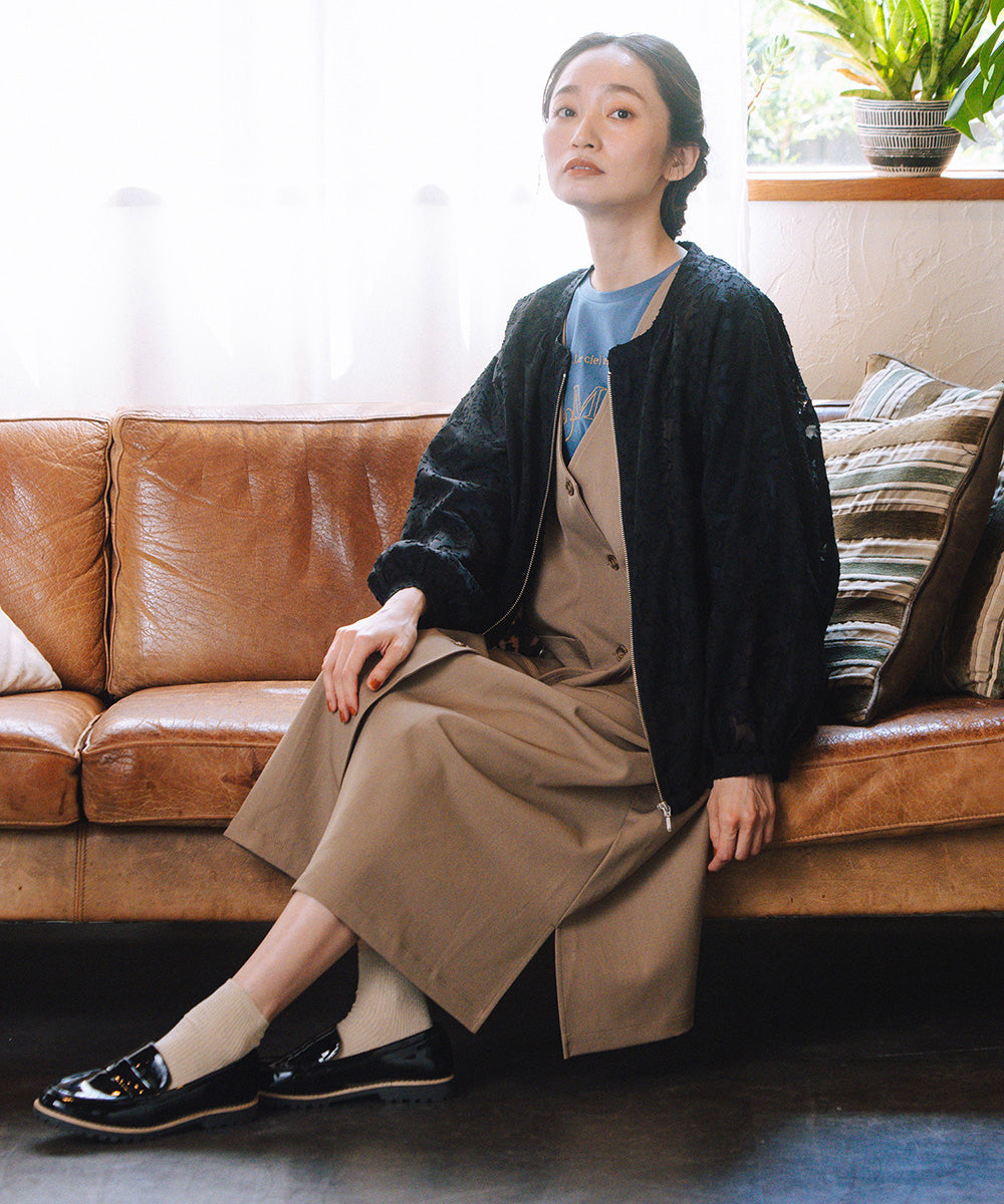 21号(6L～) FONTLAB フラワージャガードシアーブルゾン