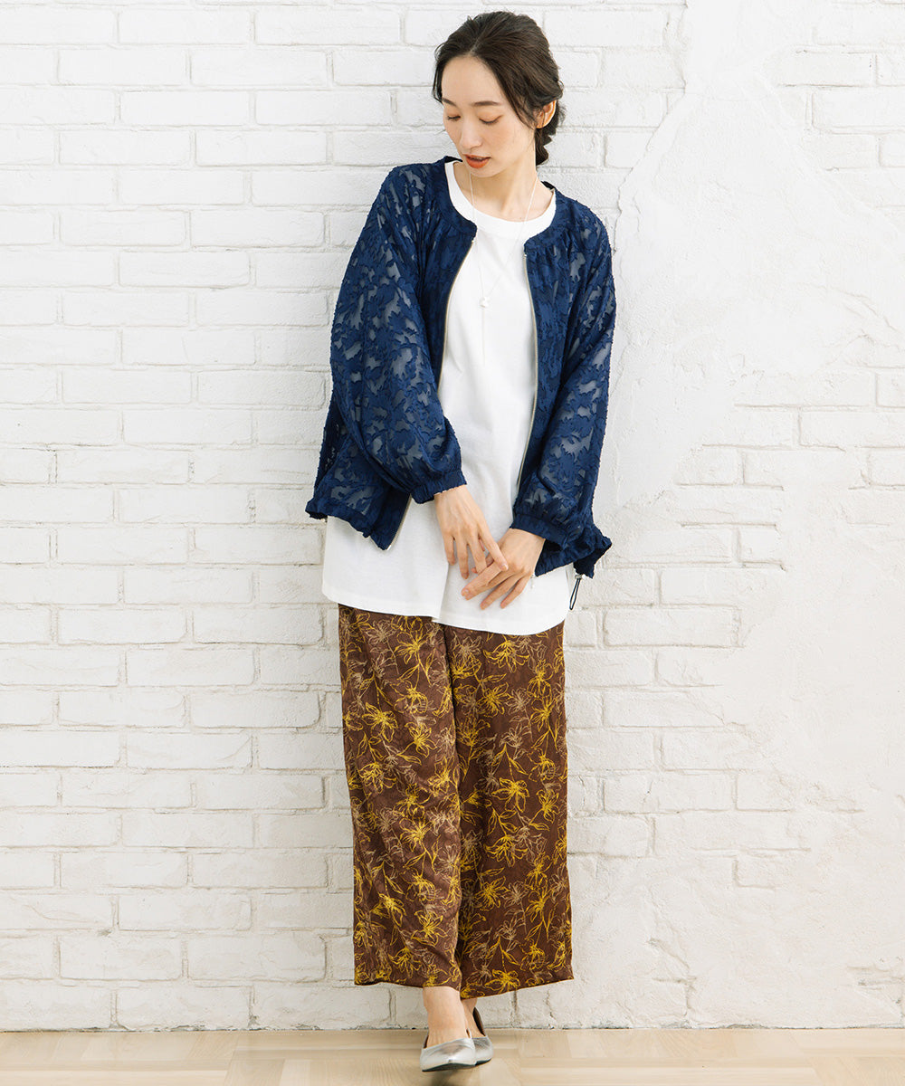 21号(6L～) FONTLAB フラワージャガードシアーブルゾン