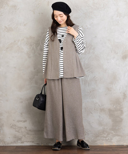 FONTLAB モックツイストクロスジレ×ワイドパンツセットアップ