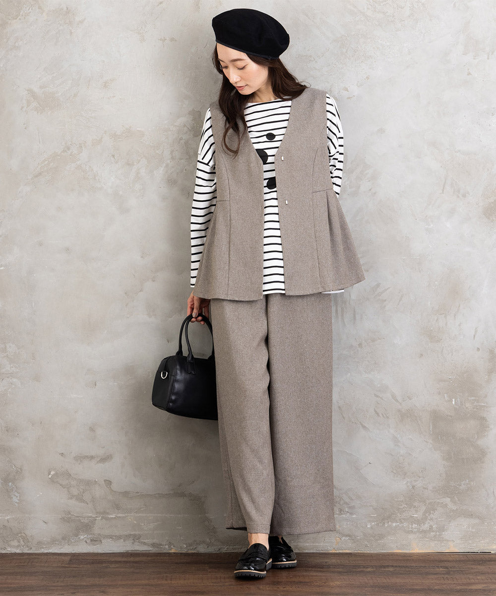 FONTLAB モックツイストクロスジレ×ワイドパンツセットアップ