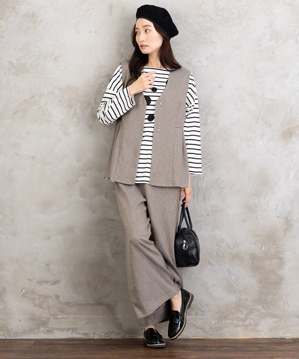 FONTLAB モックツイストクロスジレ×ワイドパンツセットアップ