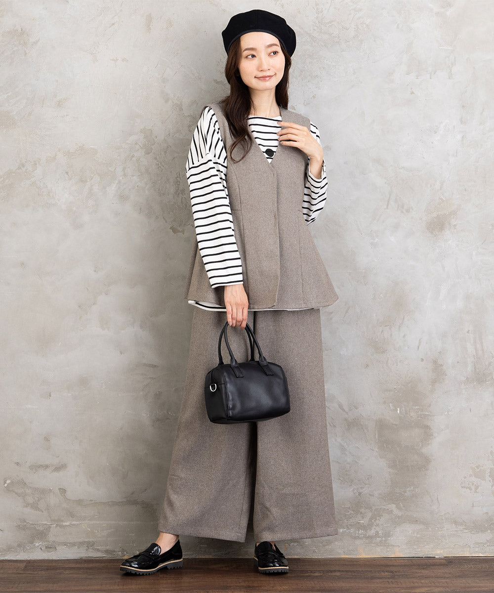 FONTLAB モックツイストクロスジレ×ワイドパンツセットアップ