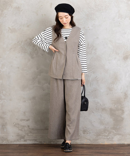 FONTLAB モックツイストクロスジレ×ワイドパンツセットアップ