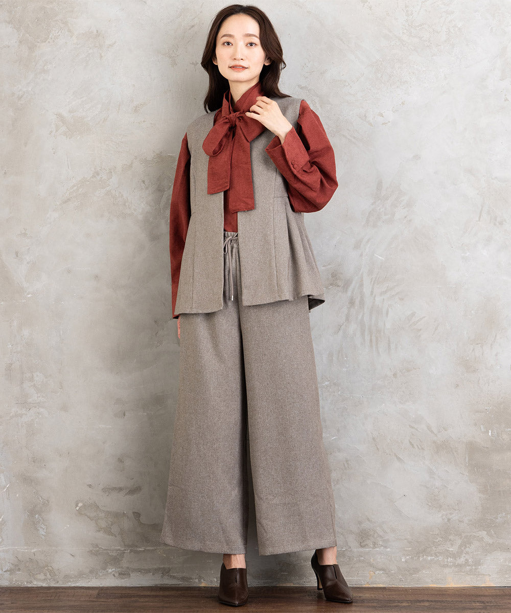 FONTLAB モックツイストクロスジレ×ワイドパンツセットアップ