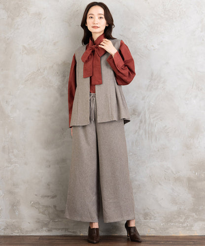 FONTLAB モックツイストクロスジレ×ワイドパンツセットアップ