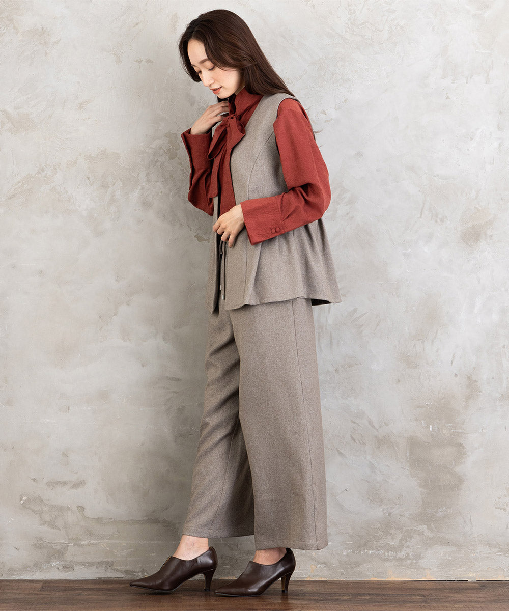 FONTLAB モックツイストクロスジレ×ワイドパンツセットアップ