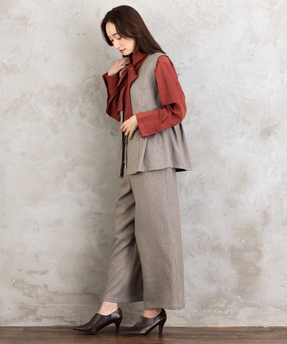 FONTLAB モックツイストクロスジレ×ワイドパンツセットアップ