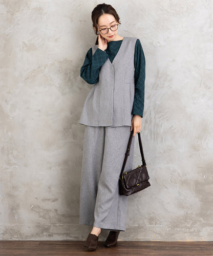 FONTLAB モックツイストクロスジレ×ワイドパンツセットアップ