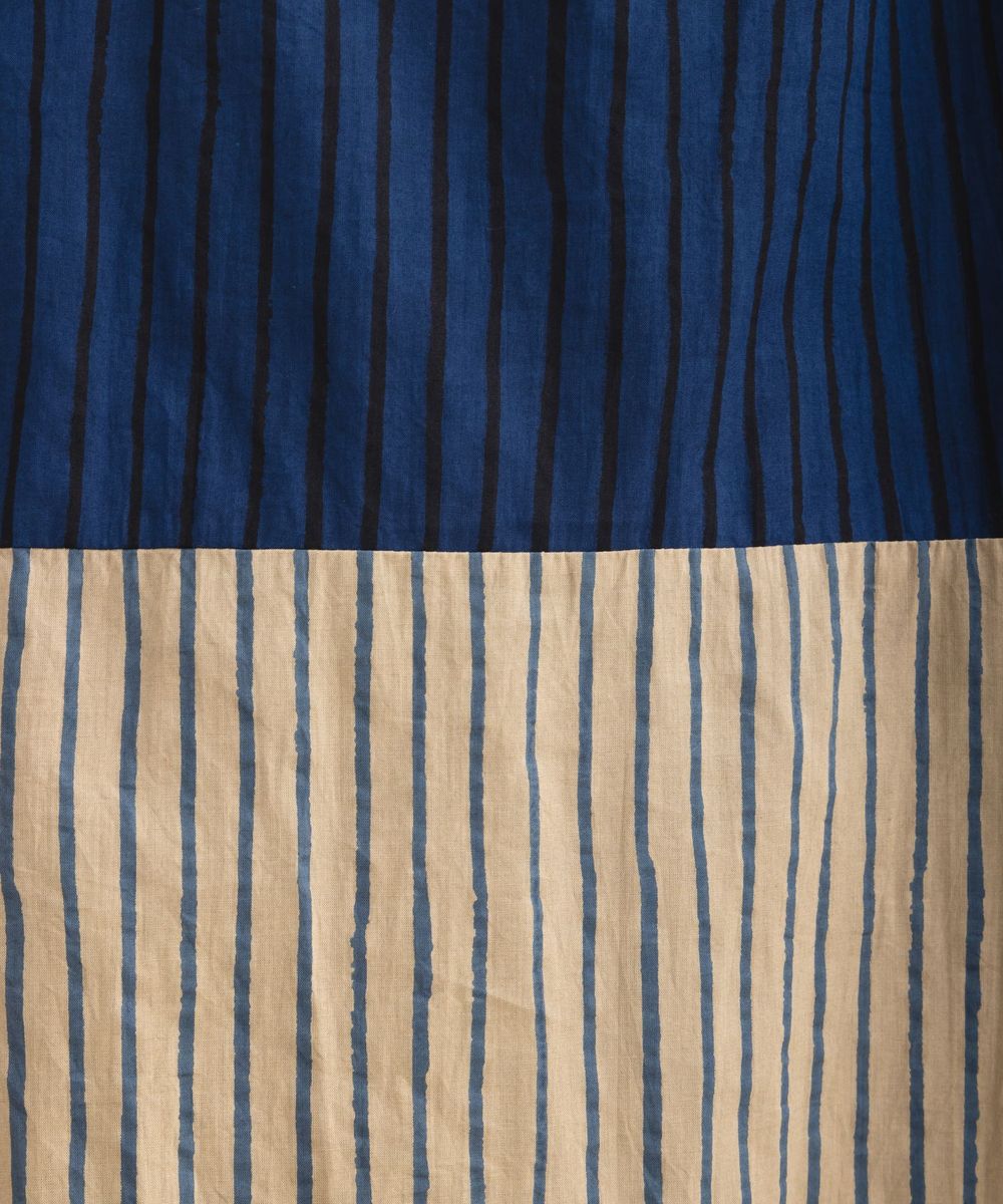 ストライプ＆チェック前開きタックワンピース