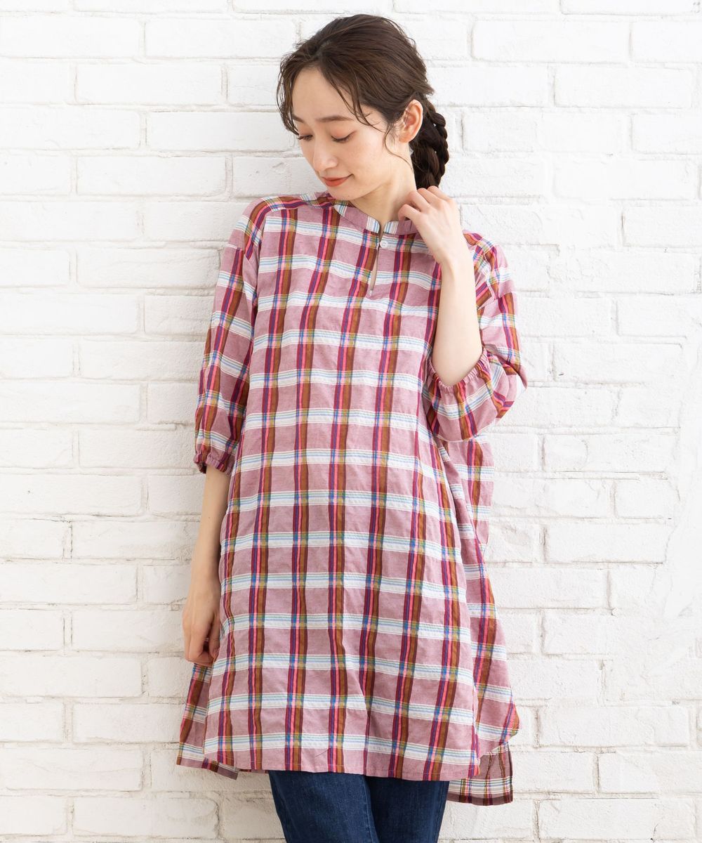 ワッシャーチェックチュニック