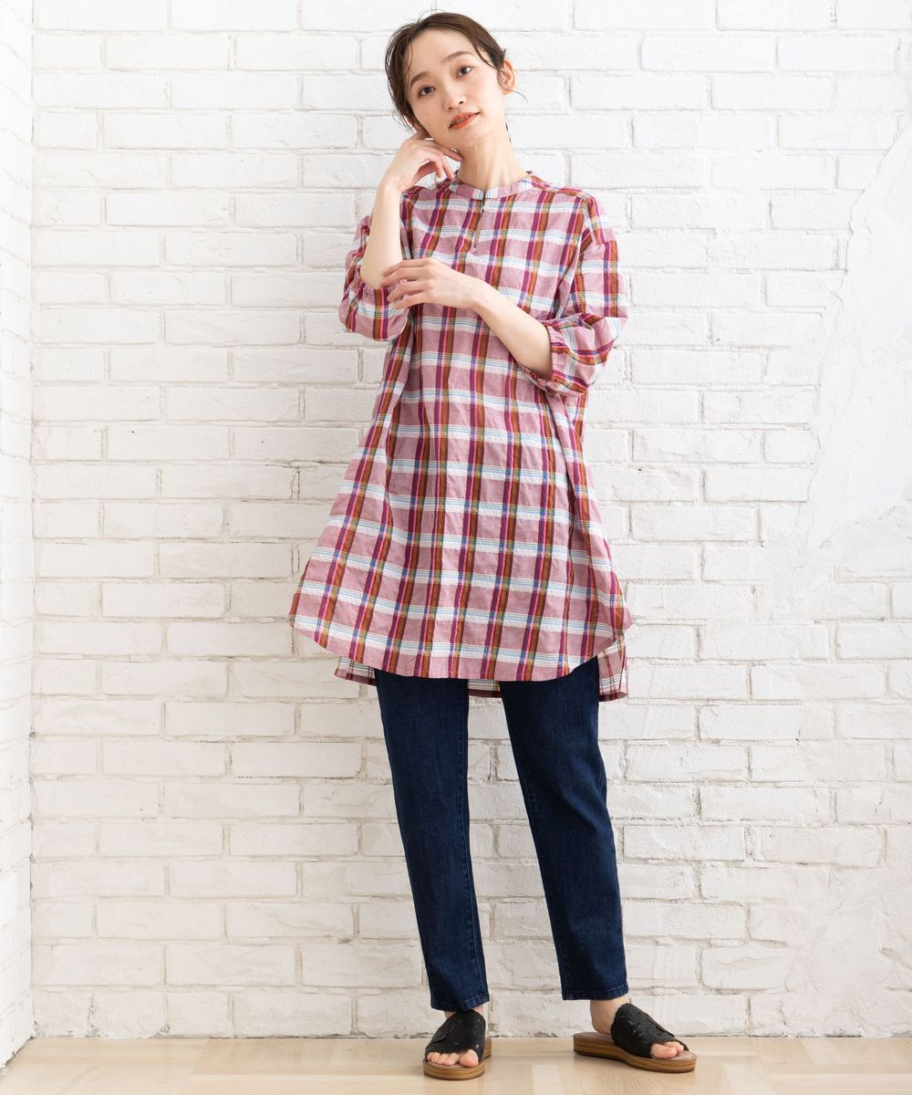 ワッシャーチェックチュニック