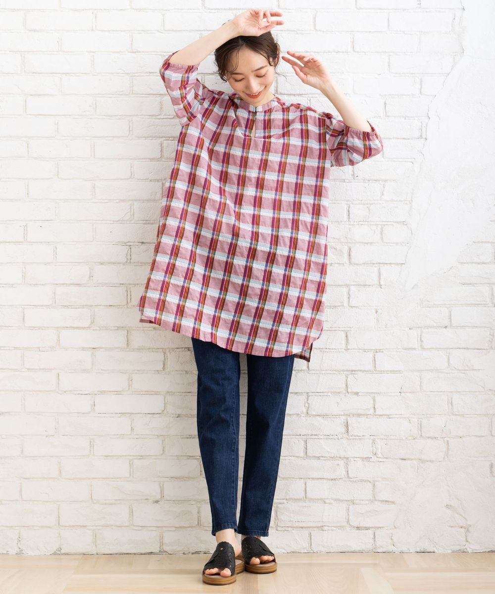 ワッシャーチェックチュニック