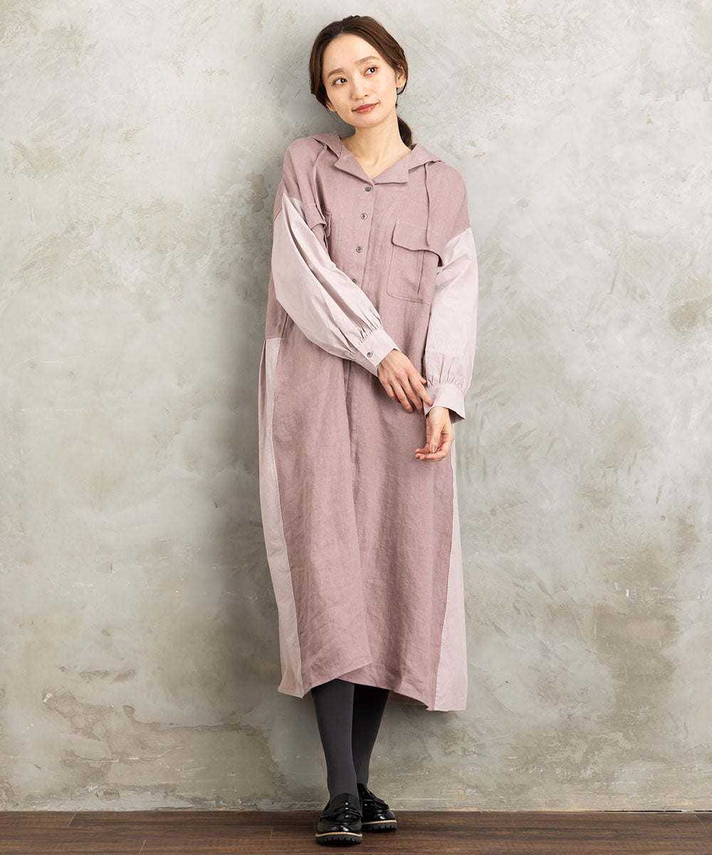 リネン起毛セーラーカラーワンピース