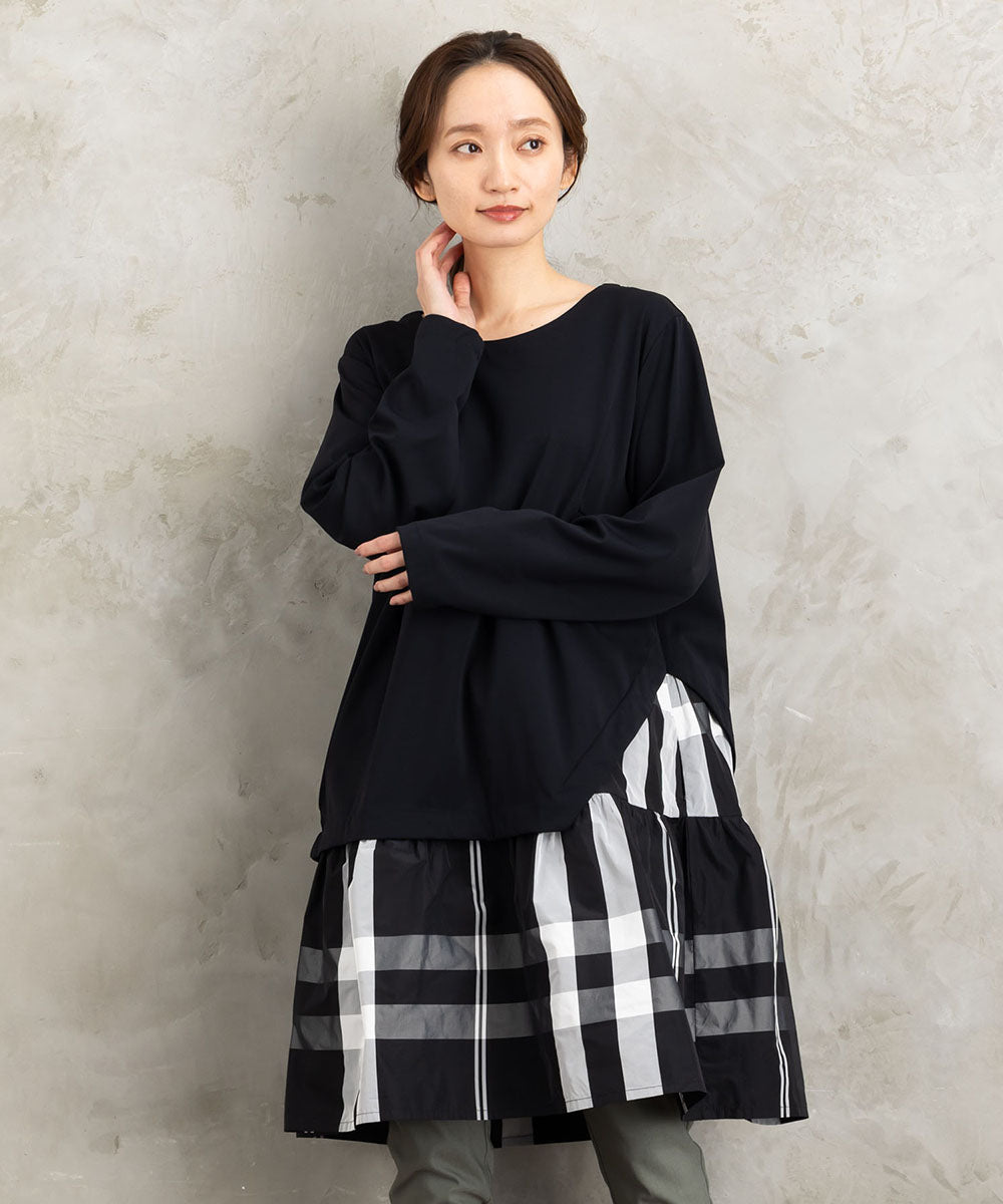 大きいサイズ レディース チェック柄 レイヤード風 チュニック｜sabstreet my standard （サブストリート マイスタンダード） 公式通販
