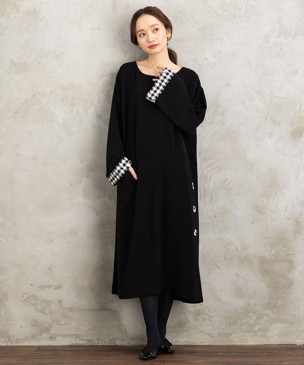 大きいサイズ レディース ポイントギンガム レイヤード風 ワンピース｜sabstreet my standard （サブストリート マイスタンダード） 公式通販