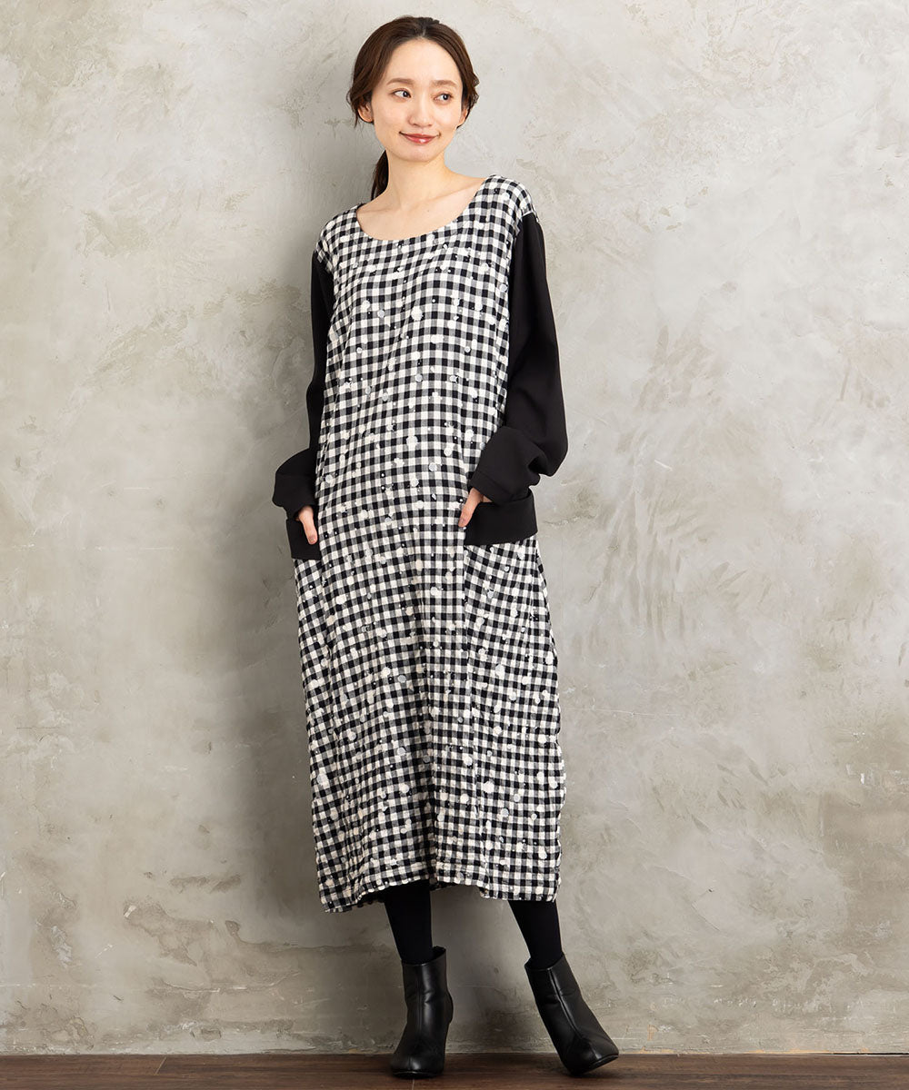 大きいサイズ レディース  ギンガムチェック 袖切り替え ワンピース｜sabstreet my standard （サブストリート マイスタンダード） 公式通販