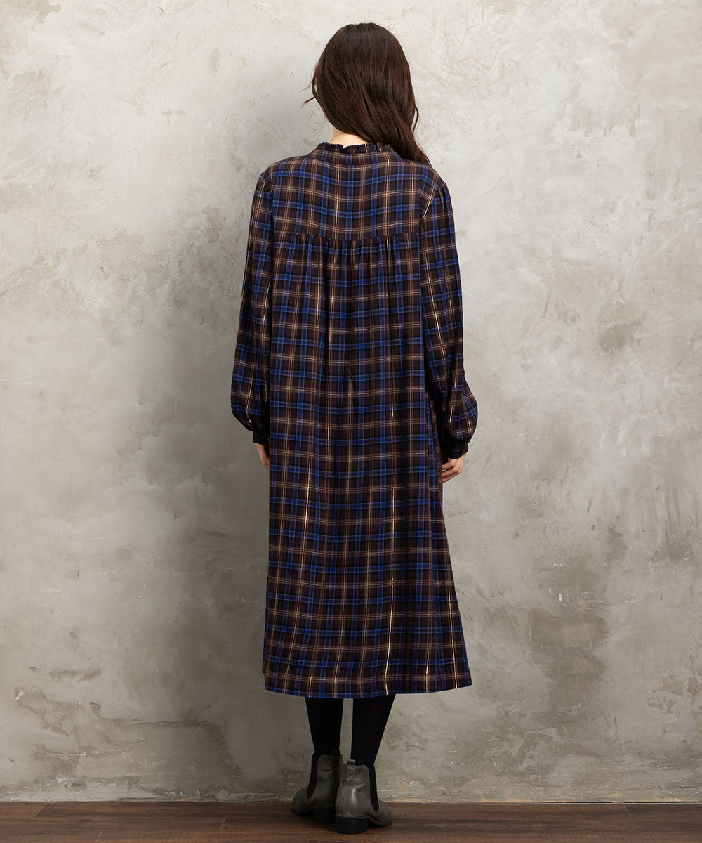 21号(6L～) 起毛ラメチェックワンピース