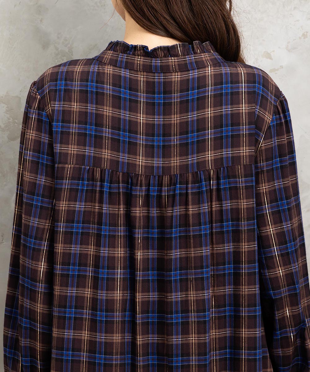 21号(6L～) 起毛ラメチェックワンピース