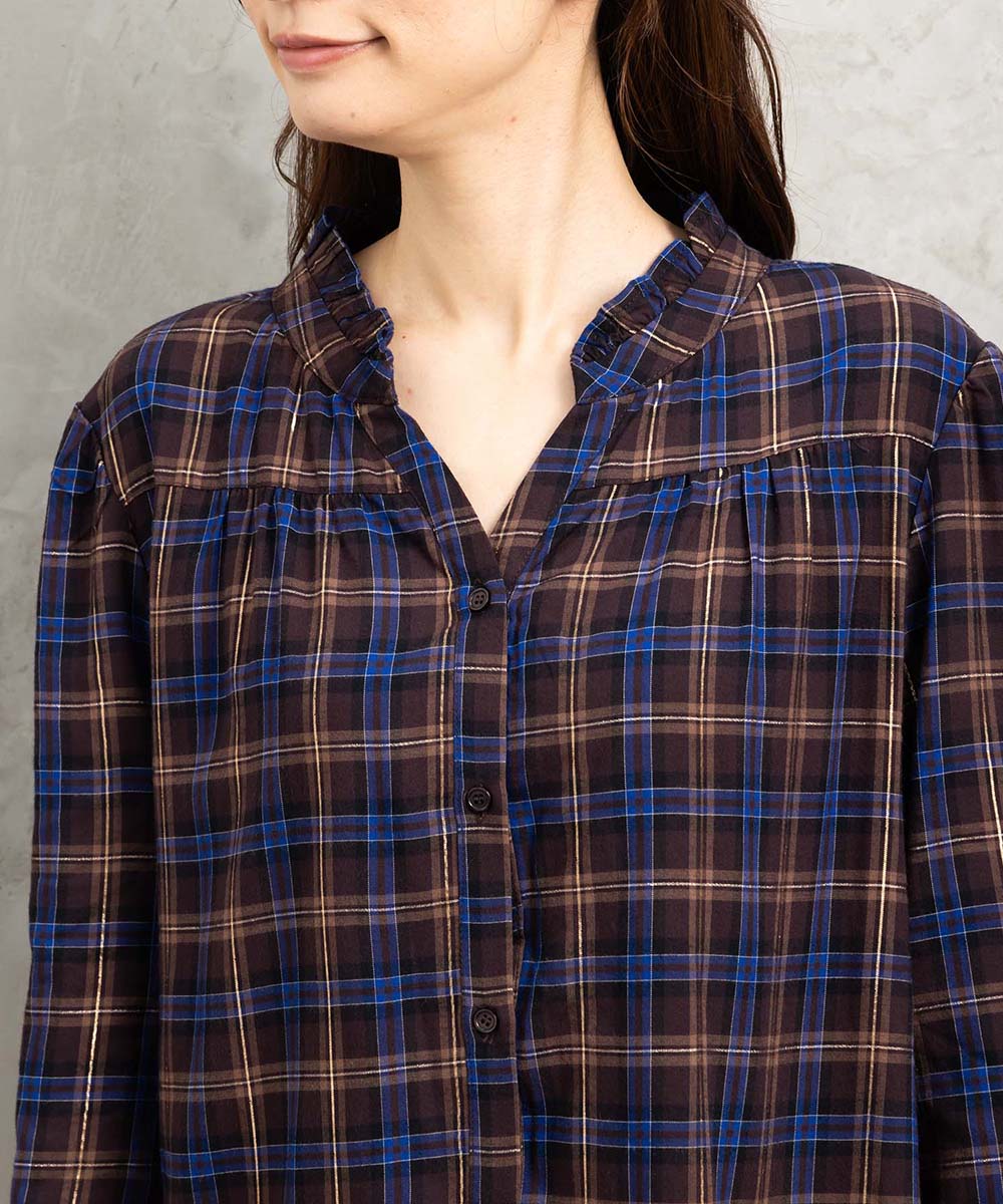 21号(6L～) 起毛ラメチェックワンピース