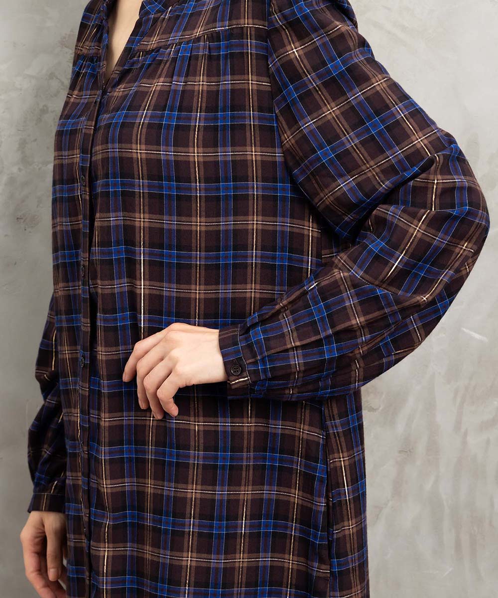 21号(6L～) 起毛ラメチェックワンピース