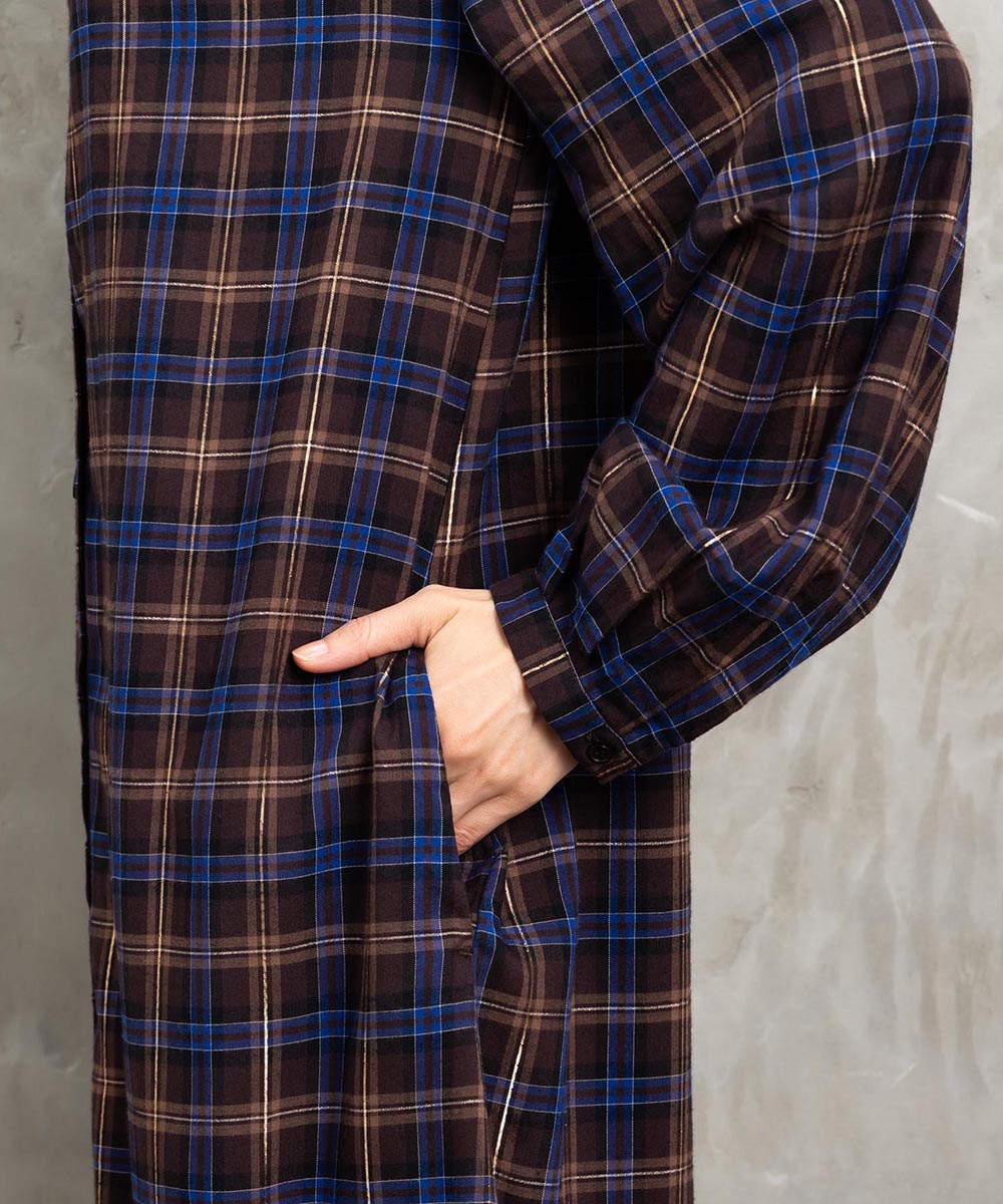 21号(6L～) 起毛ラメチェックワンピース