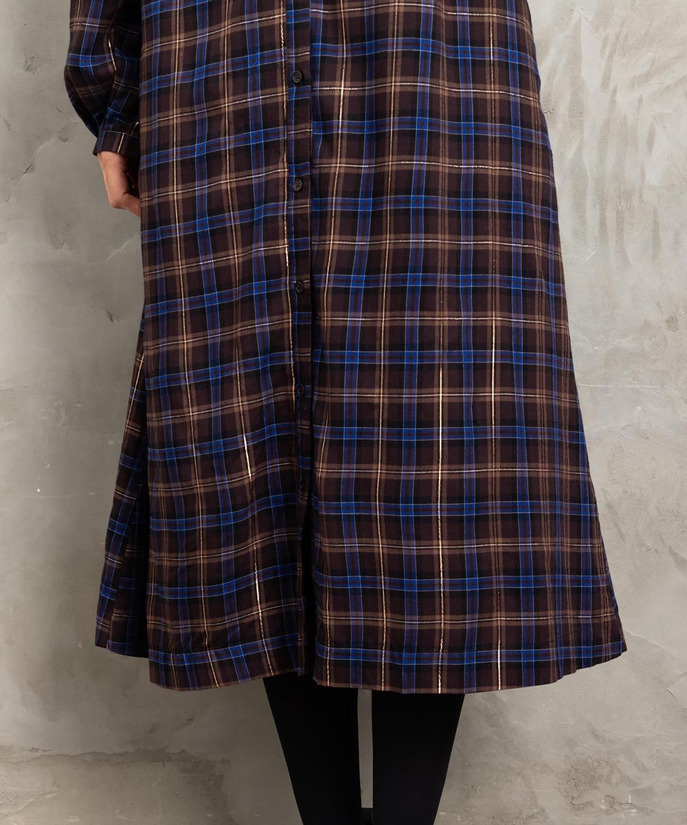 21号(6L～) 起毛ラメチェックワンピース