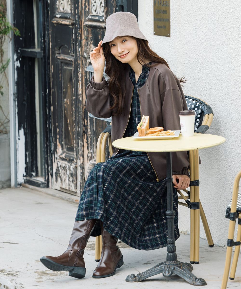 21号(6L～) 起毛ラメチェックワンピース