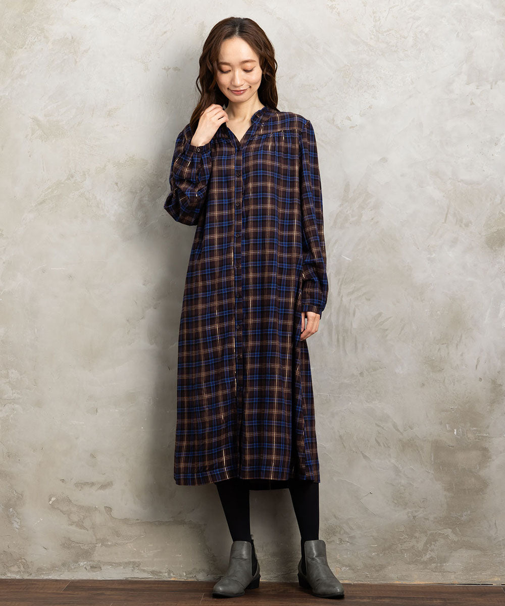 21号(6L～) 起毛ラメチェックワンピース