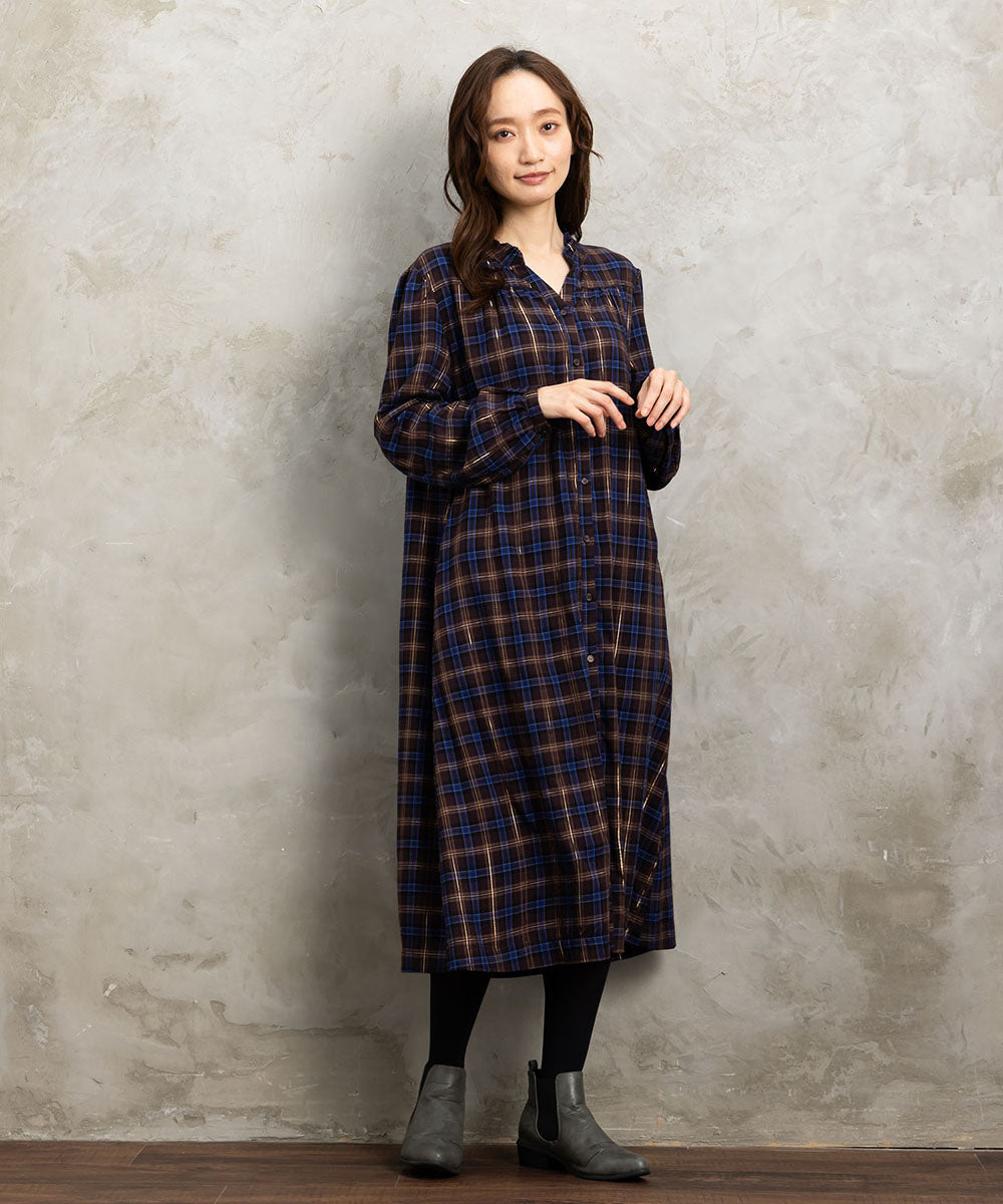 21号(6L～) 起毛ラメチェックワンピース