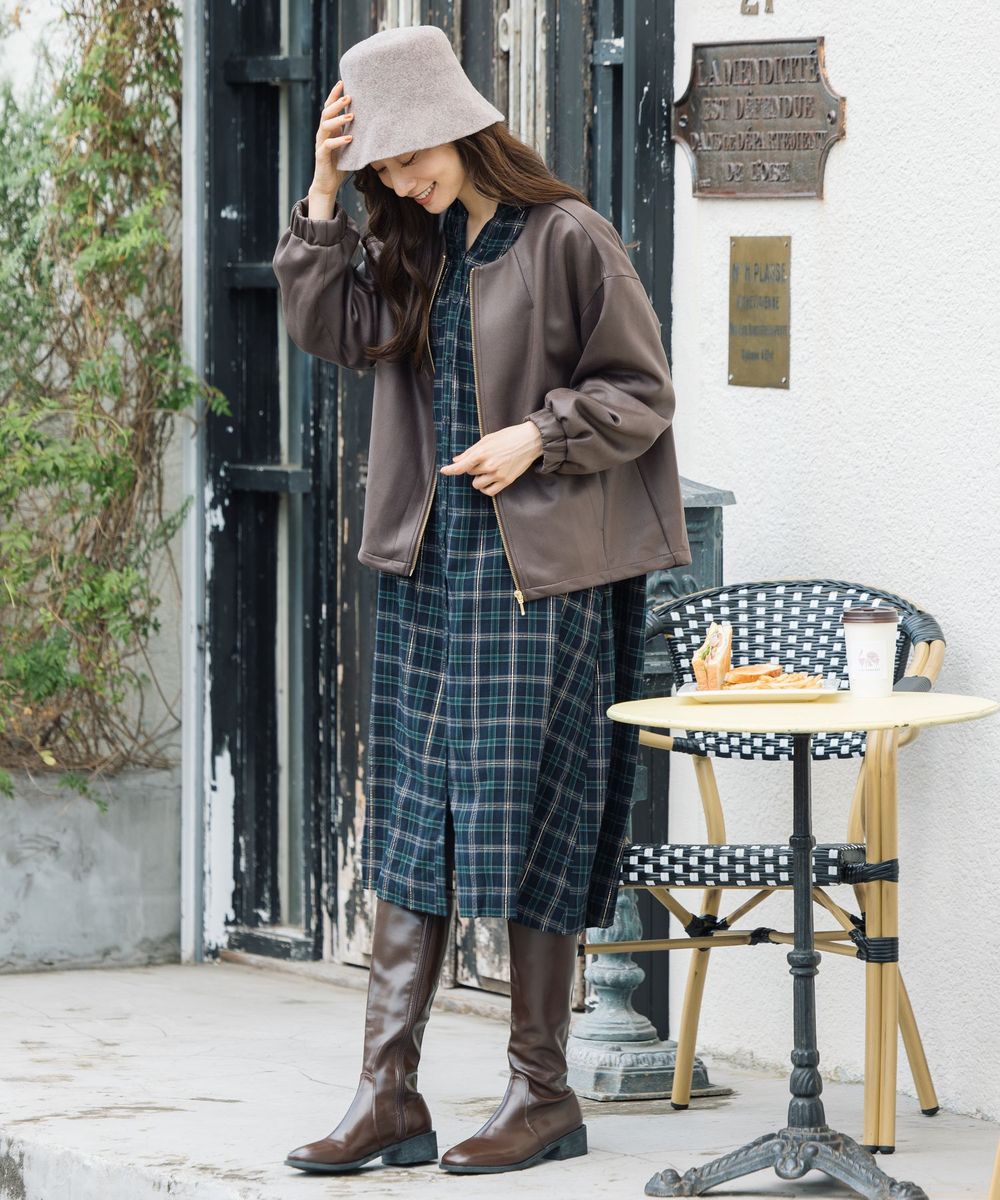 21号(6L～) 起毛ラメチェックワンピース