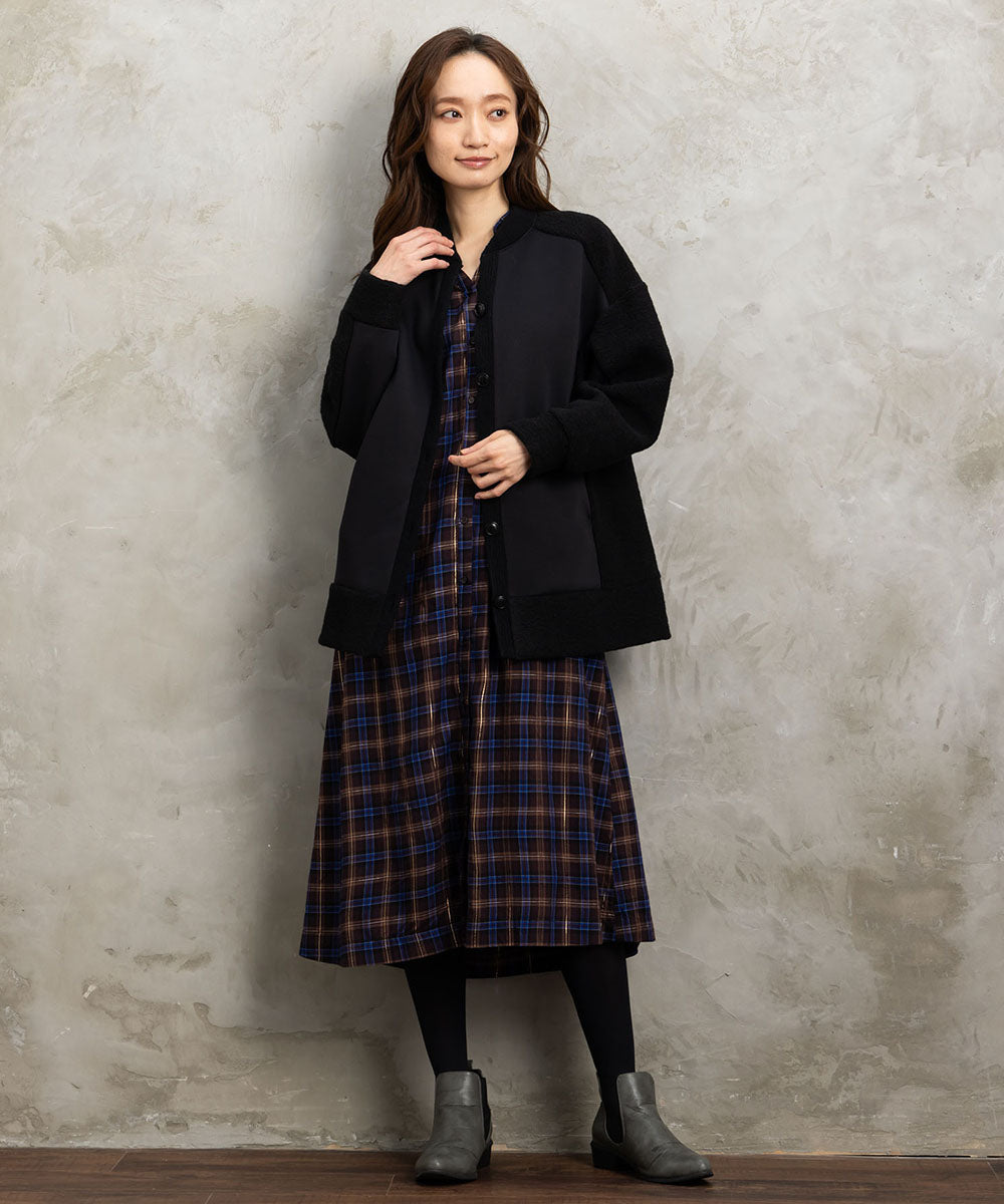 21号(6L～) 起毛ラメチェックワンピース