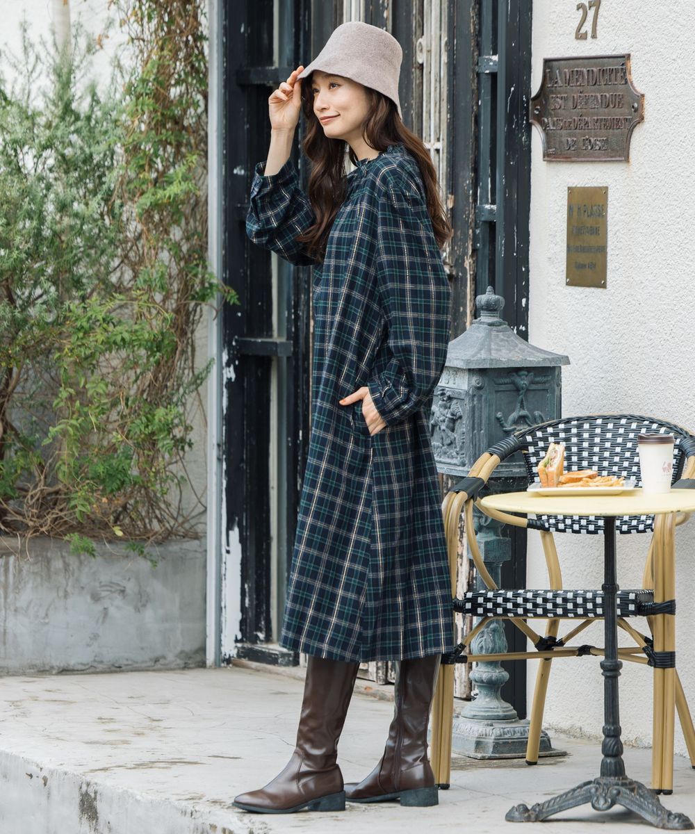 21号(6L～) 起毛ラメチェックワンピース